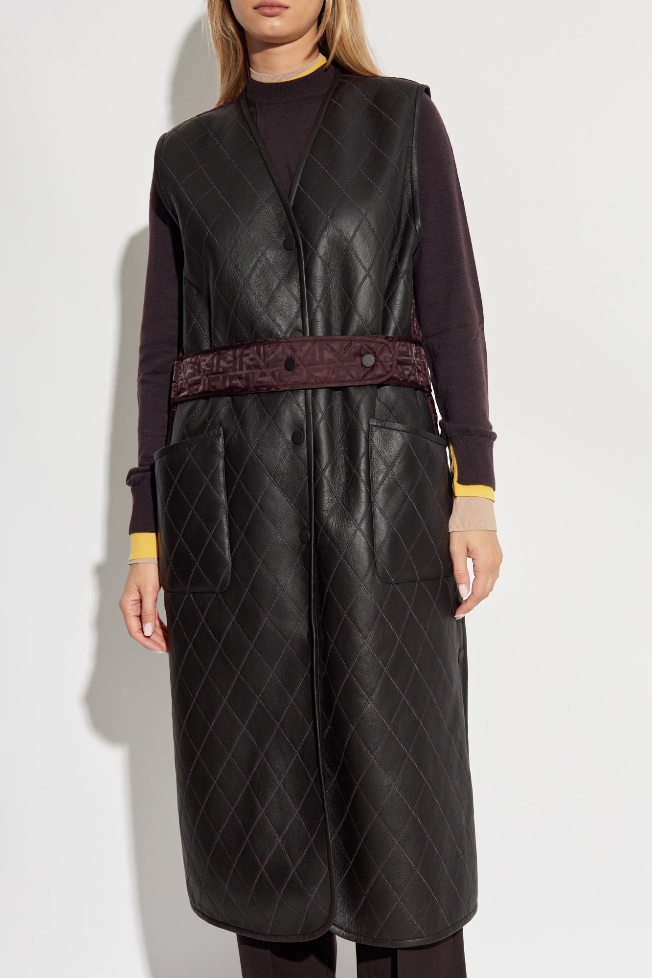 Fendi Long padded vest with leather front | Women's | Vitkac